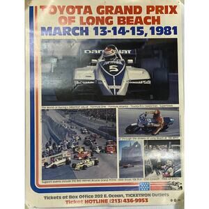 Vintage 1981 Grand Prix of Long Beach Promotional Poster 17x22" Nice Condition